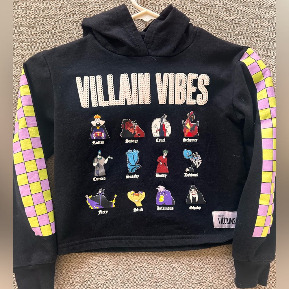 Girls Disney Villains crop hooded sweater